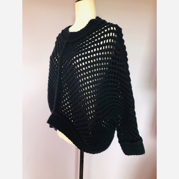 Margaret O’Leary navy open knit lambs wool sweater - Picture 2 of 4